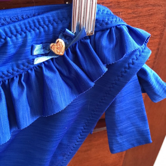 Betsey Johnson Swim Royal Blue Ruffle Two Piece Swimsuit, Size Medium - Picture 7 of 16